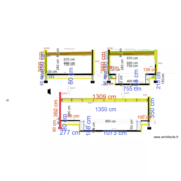piscine coupe nord-sud b&eacute;ton acier v4. Floor plan with 