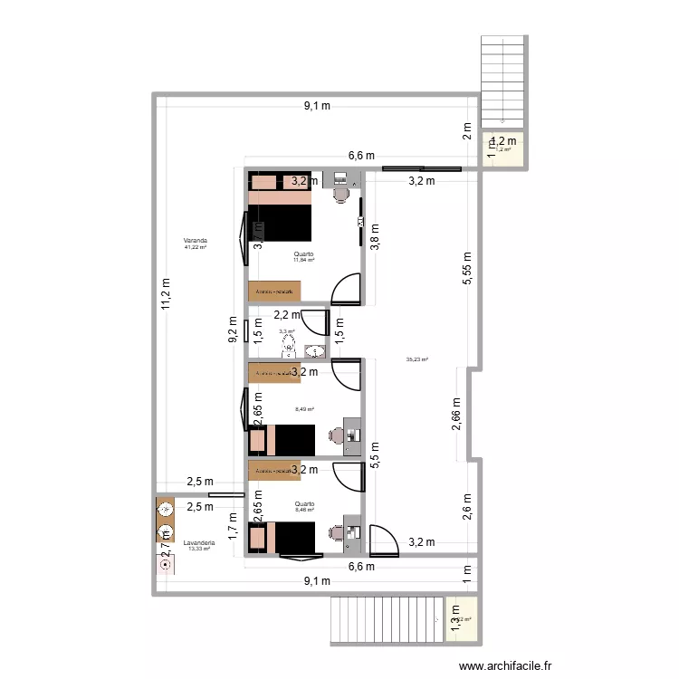 black red. Floor plan with 9  and 124 m²