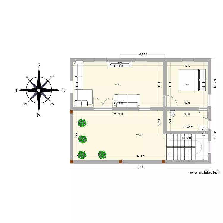 first floor. Floor plan with 3  and 68 m²