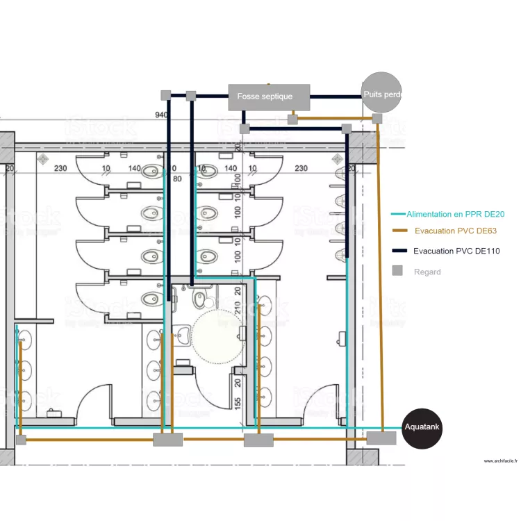 bloc sanitaires kaganza v2. Floor plan with 