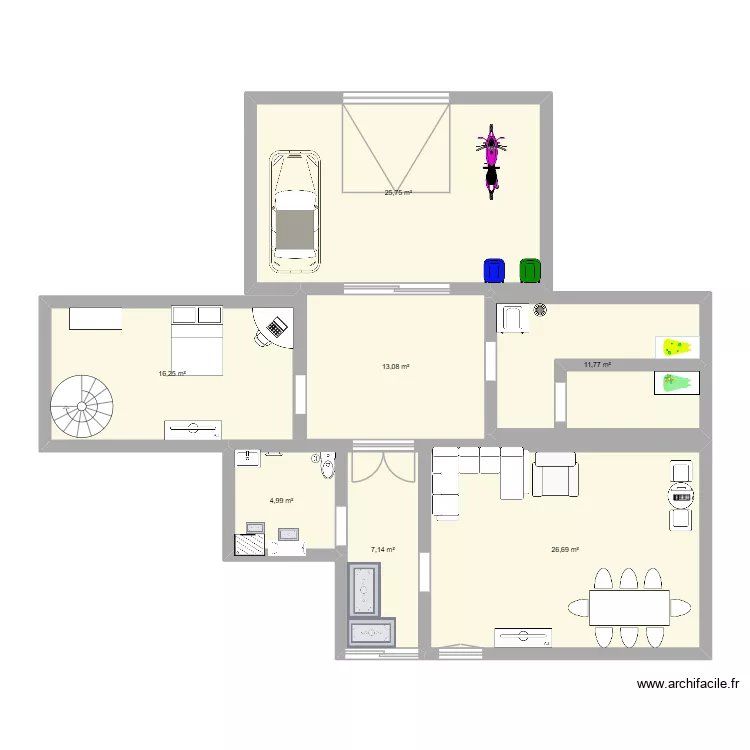 Maison de reve math. Floor plan with 7 rooms and 106 m²