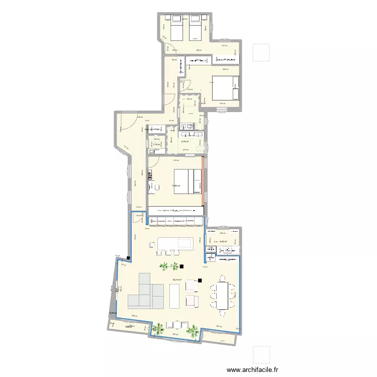 mdu15 plano con sofa doble. Floor plan with 
