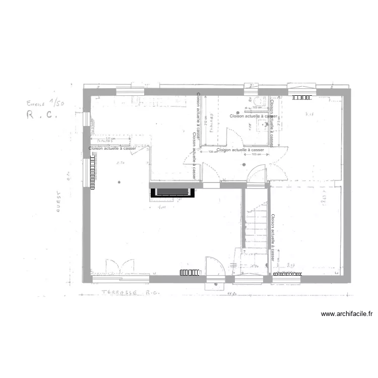 DSFA RDC cloisons &agrave; casser. Floor plan with 