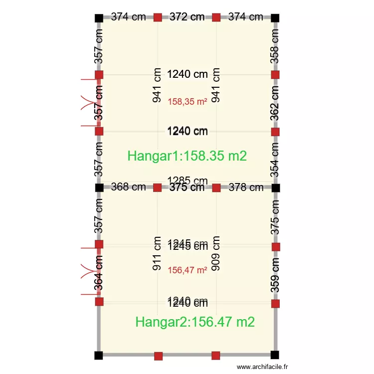 nouvelles semelles  hangar1bis. Floor plan with 