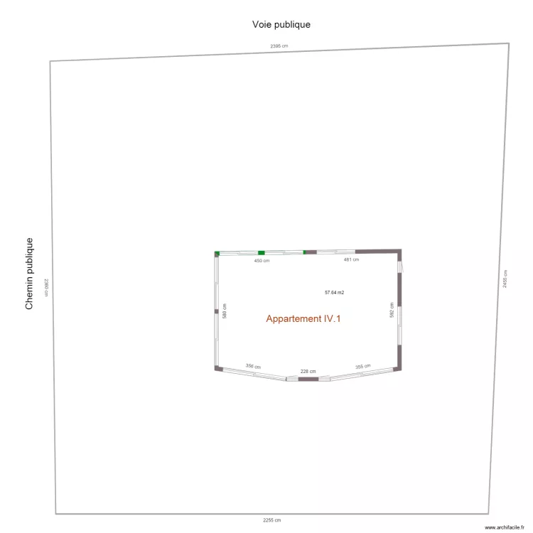 Appartement IV1 superficie. Floor plan with 