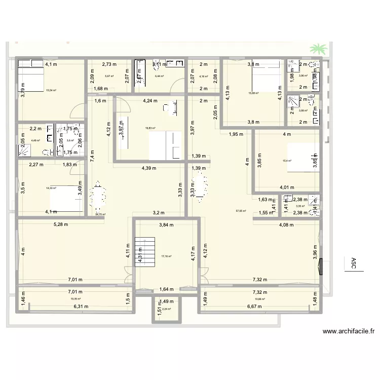 PROJET R+4 asc3 400sqm. Floor plan with 