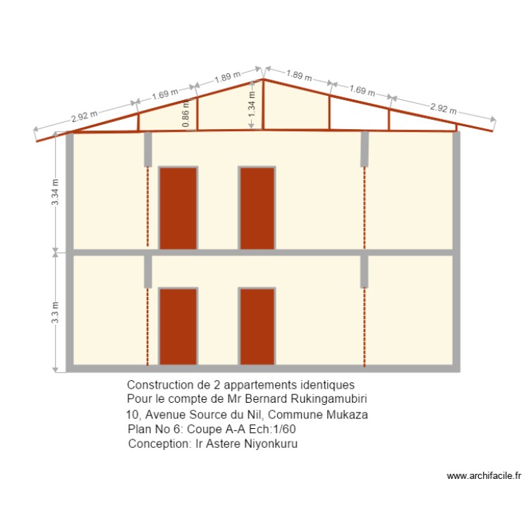 coupe AA Rukingamubiri. Floor plan with 0 room and 0 m2