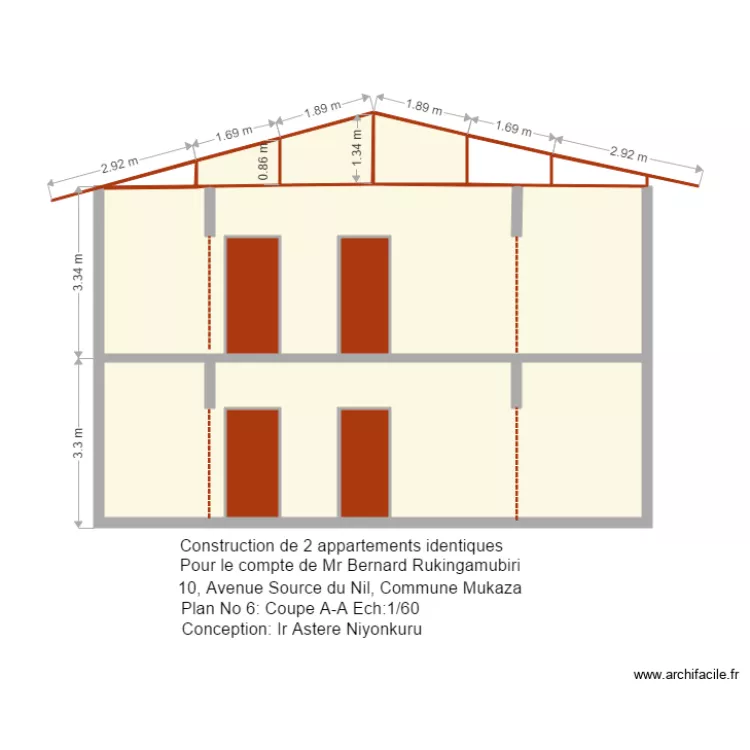coupe AA Rukingamubiri. Floor plan with 