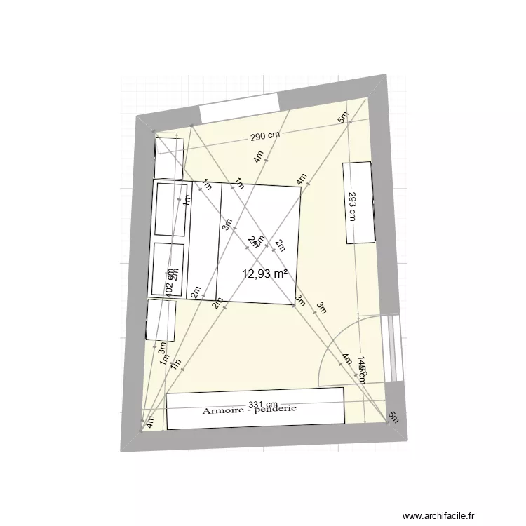 Viterbo (Camera). Floor plan with 1  and 13 m²