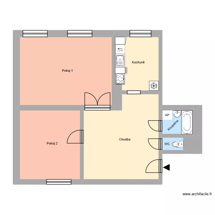 Hlavn&iacute; tř&iacute;da 592, byt 19. Floor plan with 13  and 196 m²