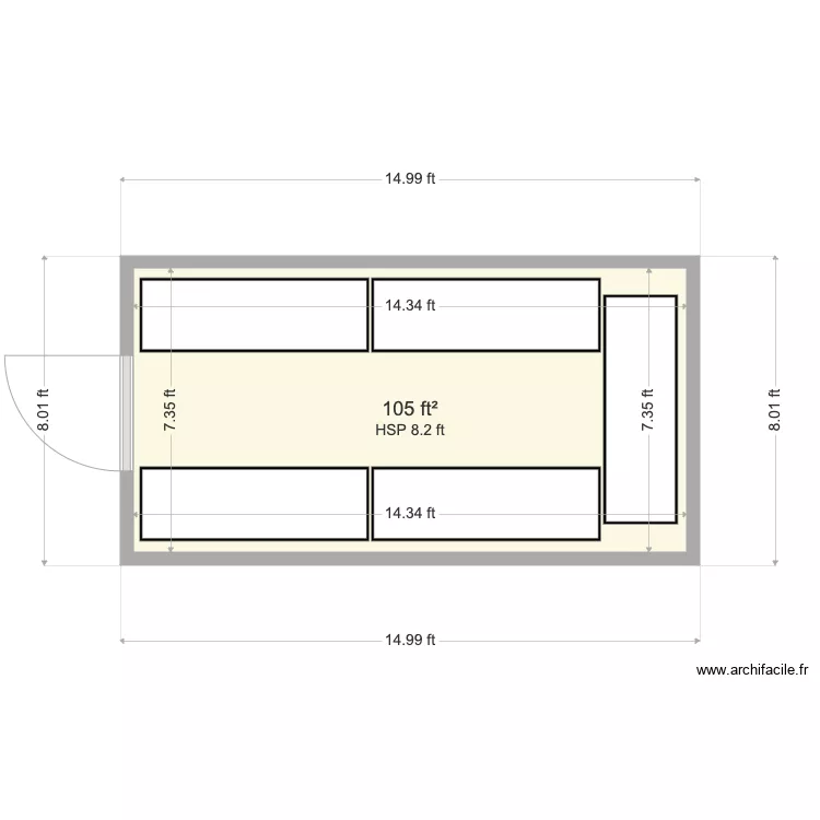 8x15 concrete. Floor plan with 