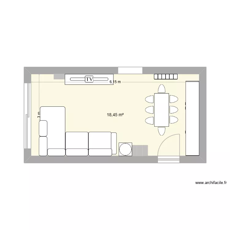 sal&oacute;n. Floor plan with 1  and 18 m²