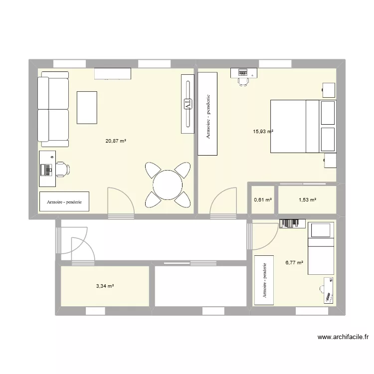 Salon W2.v2. Floor plan with 6  and 49 m²