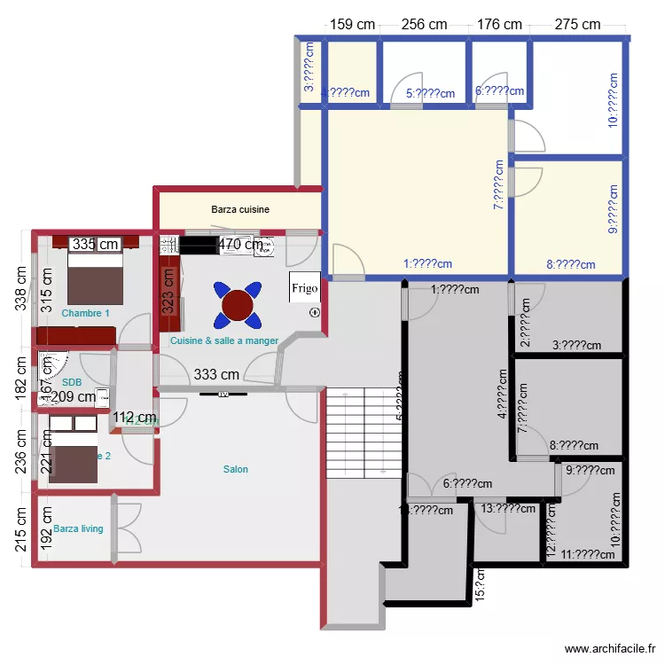 Appartement III. Floor plan with 21  and 205 m²