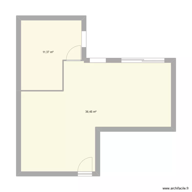 Plan en T. Floor plan with 