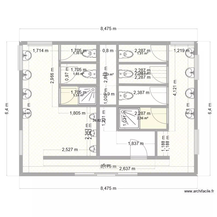 LCC post office layout. Floor plan with 8 and 41 m² LCC post office layout. Floor plan with 8 and 41 m²