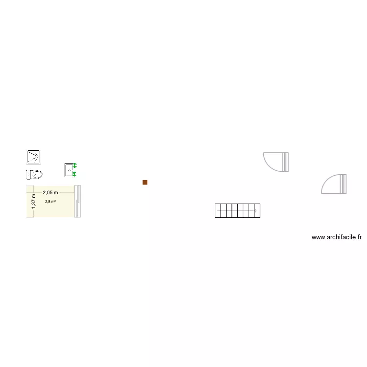 Palawai. Floor plan with 1  and 3 m²