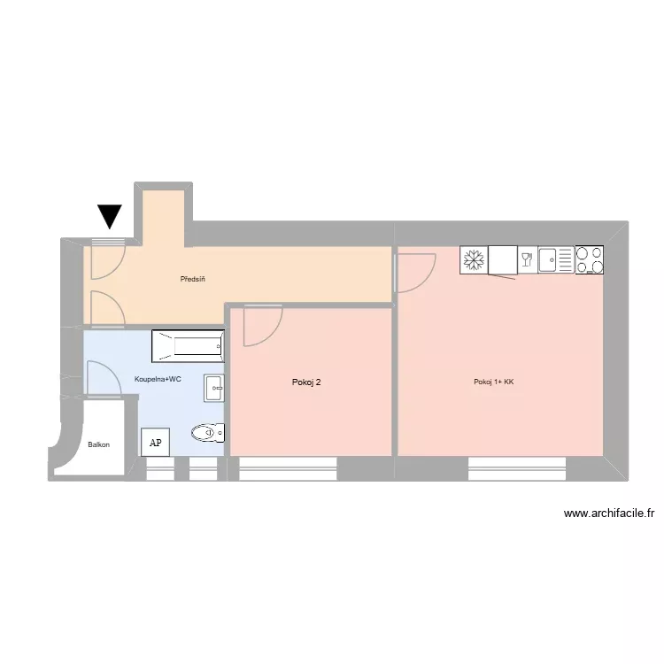 Nadační 488 byt 4. Floor plan with 4 Rooms and 46 m² Nadační 488 byt 4. Floor plan with 4 Rooms and 46 m²