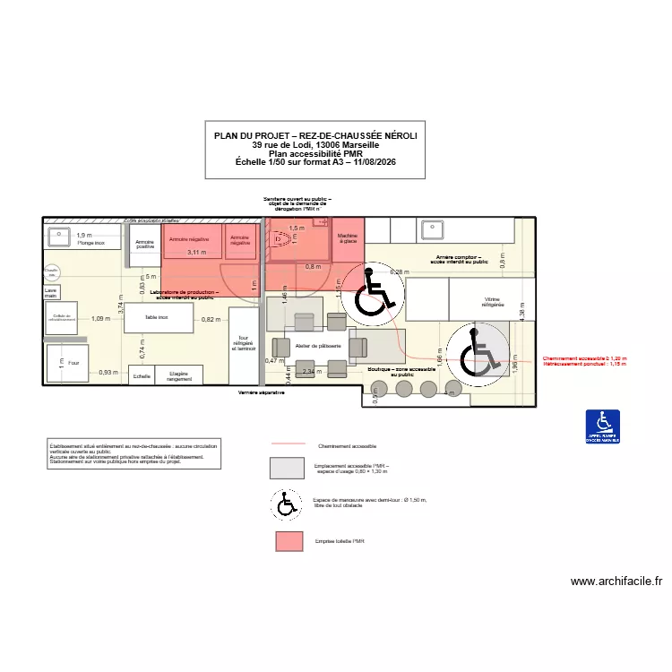Vue dessus neroli - PMR. Floor plan with 2 Rooms and 45 m²