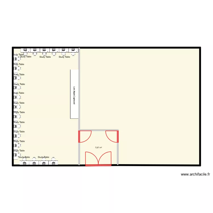 Library. Floor plan with 3  and 130 m²
