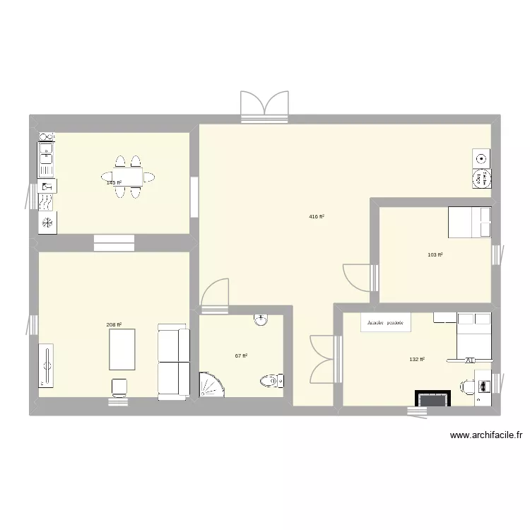 mathwork. Floor plan with 6  and 99 m²
