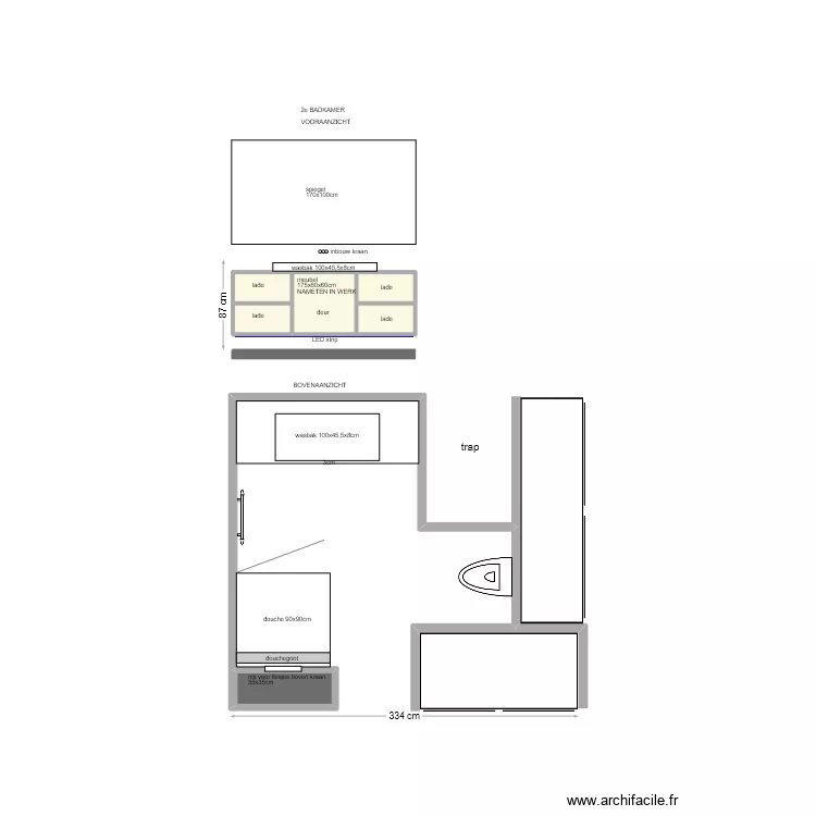 wasbakmeubel 2e badkamer joris. Floor plan with 