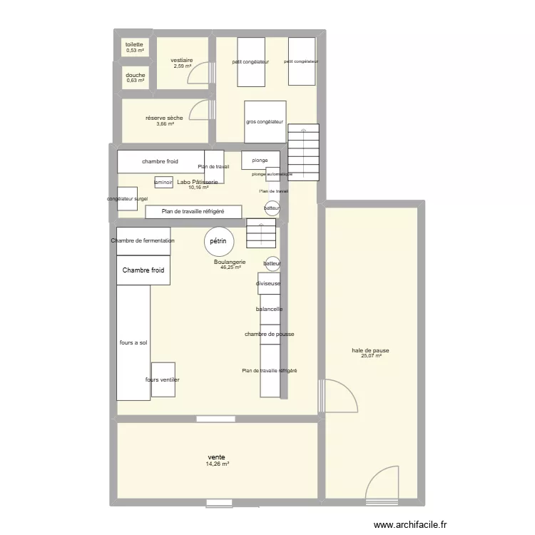Plan laboratoire. Floor plan with 8  and 103 m²