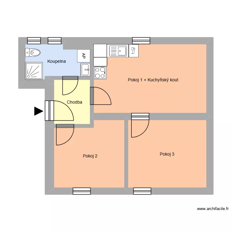 Slámova 71, byt 6. Floor plan with Slámova 71, byt 6. Floor plan with