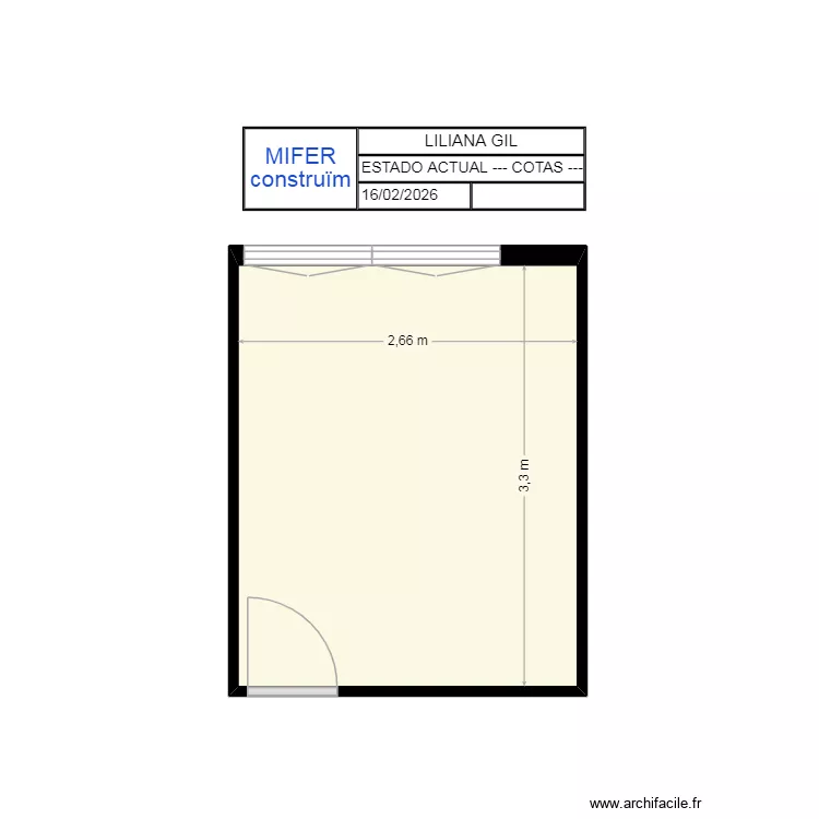LILIANA GIL (AGRAMUNT) ACTUAL--- COTAS---. Floor plan with 1 room and 9 m²