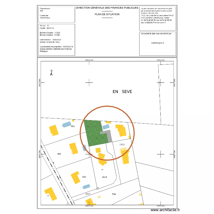 Tramoyes Plan division. Floor plan with 