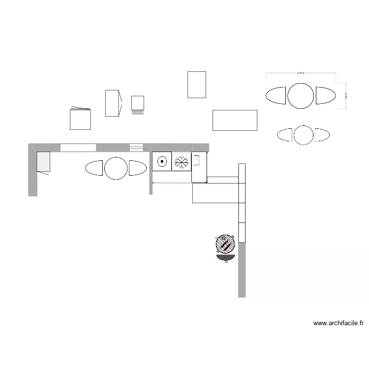 Outdoor Kitchen 60. Floor plan with 