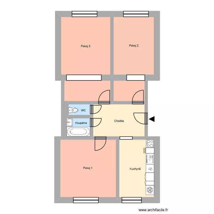 Matěje Kopeck&eacute;ho 516, byt 4. Floor plan with 15  and 197 m²