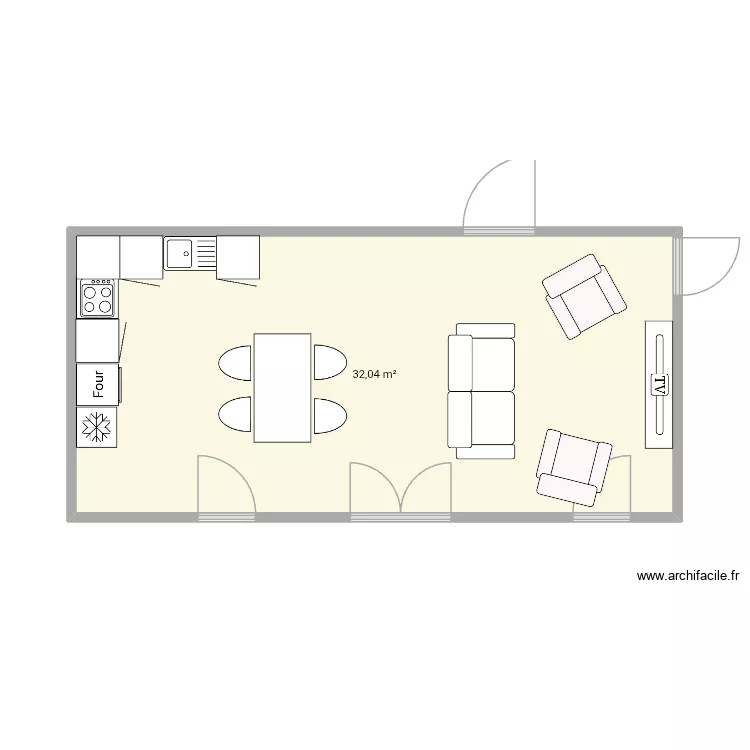 Coeur d\'Aulps. Floor plan with 1  and 32 m²
