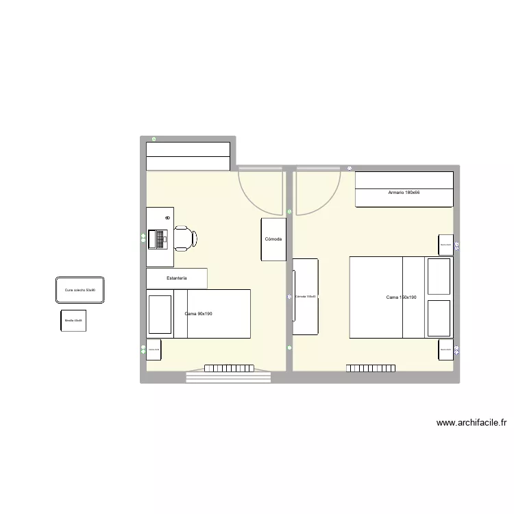 Al room. Floor plan with 2  and 21 m²