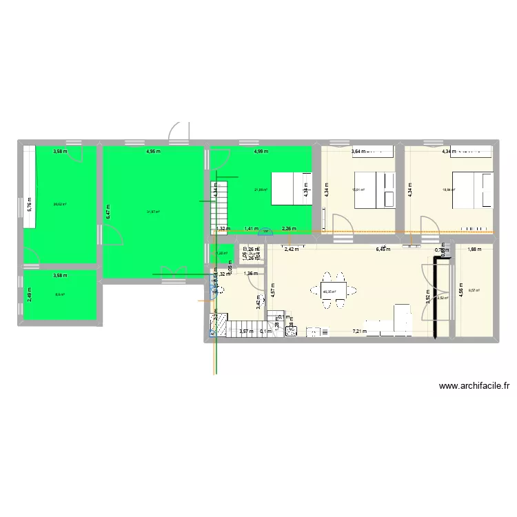 plan RDC v3. Floor plan with 11 rooms and 178 m²