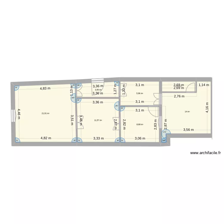 planta alta. Floor plan with 7  and 68 m²
