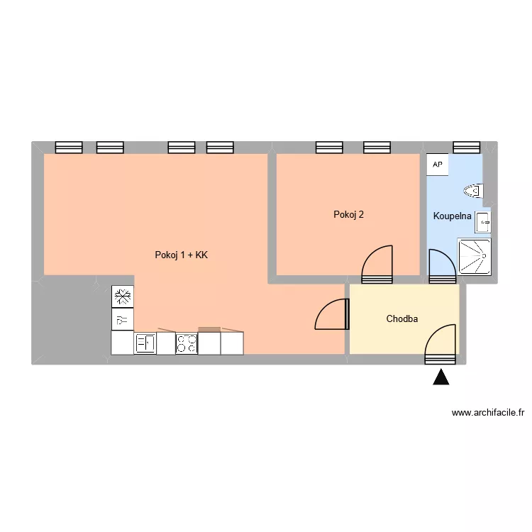nám. Boženy Němcové 659, byt 26. Floor plan with 6 and 58 m² nám. Boženy Němcové 659, byt 26. Floor plan with 6 and 58 m²