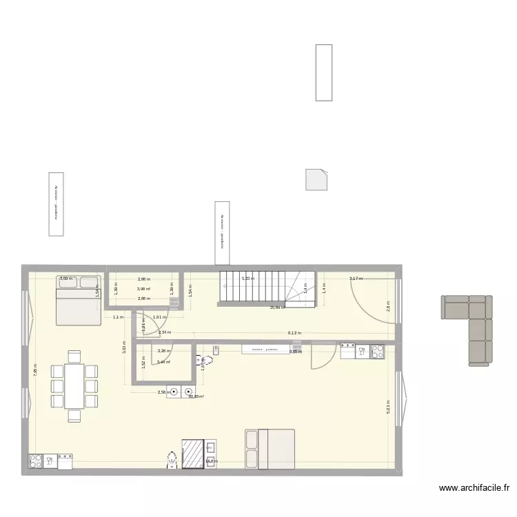 Cazal RDC. Floor plan with 4 Rooms and 114 m² Cazal RDC. Floor plan with 4 Rooms and 114 m²