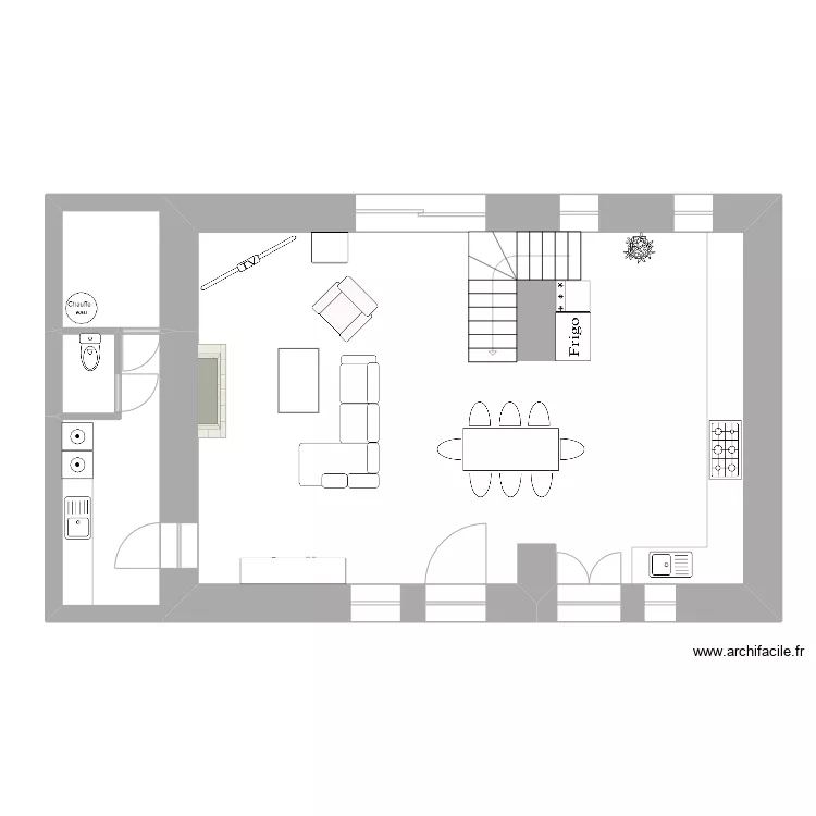 Oc&eacute;ane et Gwen Projet Rez de chauss&eacute;e. Floor plan with 