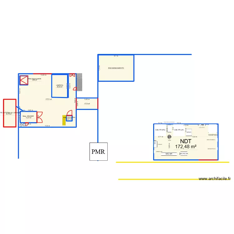 limpeza com porta fechada. Floor plan with 9  and 546 m²