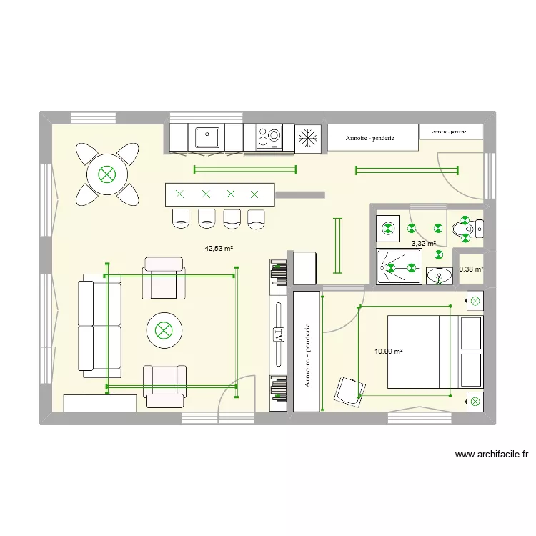 Modul 8 - Zadatak 3. Floor plan with 4 rooms and 57 m² Modul 8 - Zadatak 3. Floor plan with 4 rooms and 57 m²