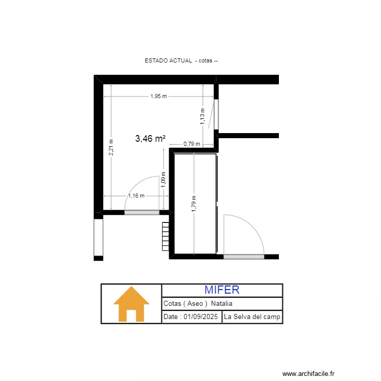 COTAS ESTADO ACTUAL  NATALIA. Floor plan with 