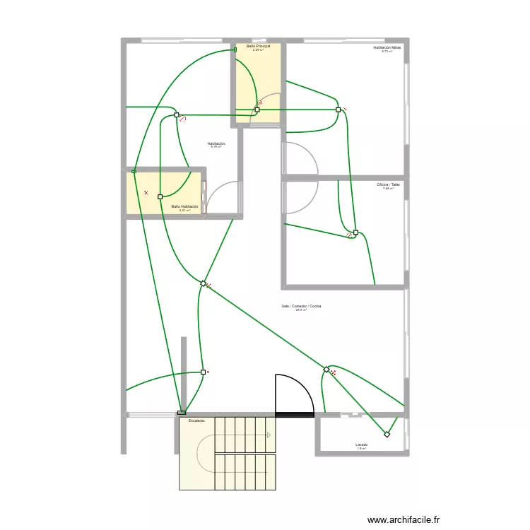 Home Energy Pipes. Floor plan with 7  and 63 m²