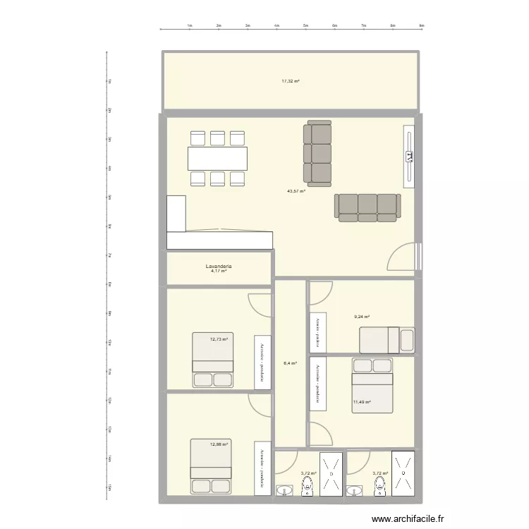 Plano 3 casa pueblo. Floor plan with 10 and 125 m² Plano 3 casa pueblo. Floor plan with 10 and 125 m²
