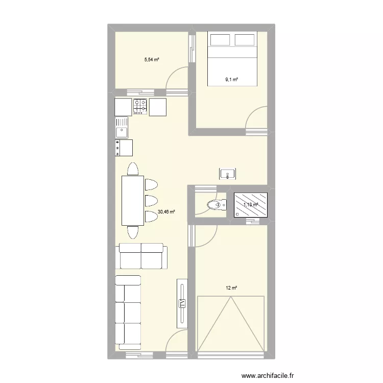 pinos 2. Floor plan with 5  and 58 m²