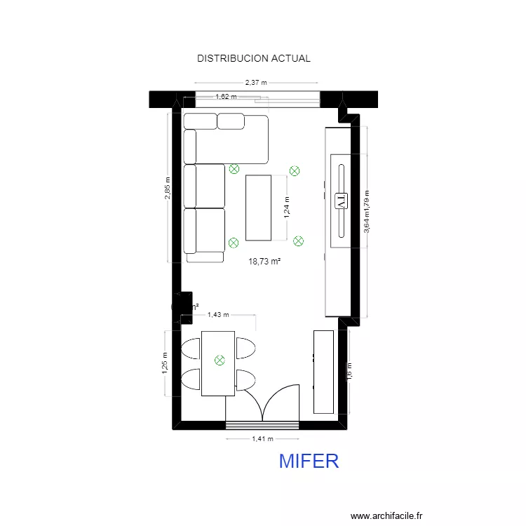 PILI  PLANTA DISTRIBUCION ACTUAL. Floor plan with 
