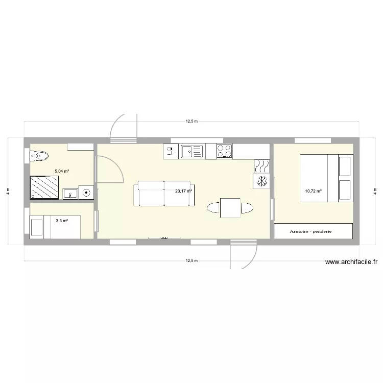 Attefallshuset 50kvm. Floor plan with 