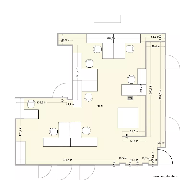 Am&eacute;nagement IT test. Floor plan with 2  and 71 m²
