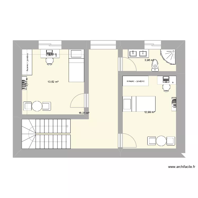 PLAN 2E ETAGE. Floor plan with 4  and 47 m²