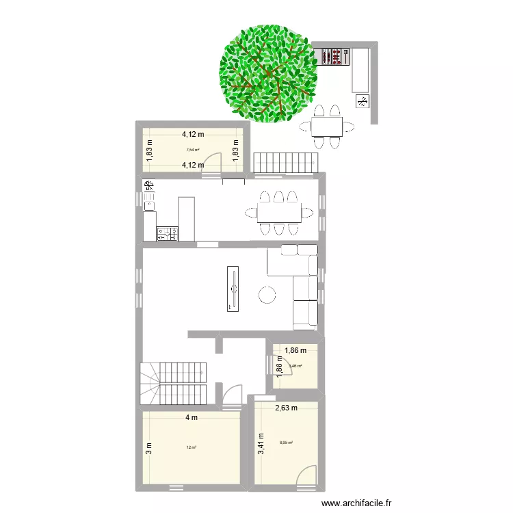 planta 1. Floor plan with 4  and 32 m²